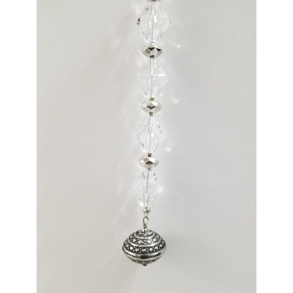 Clear beads silvertone fan/light chain pull combine shipping fl4 - Picture 2 of 2